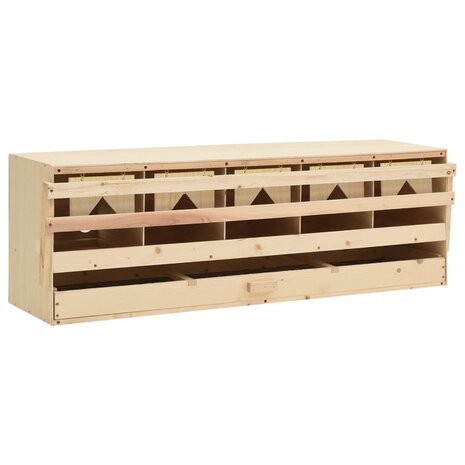 Kippenlegkast 5 compartimenten 117x33x38 cm massief grenenhout 1
