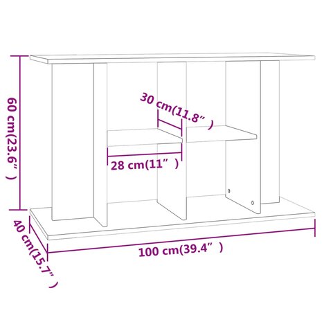 Aquariumstandaard 100x40x60 cm bewerkt hout betongrijs 8