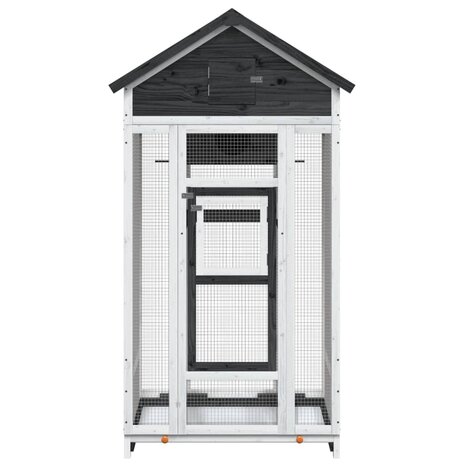 Volière 91,5x53x170 cm massief grenenhout grijs 3