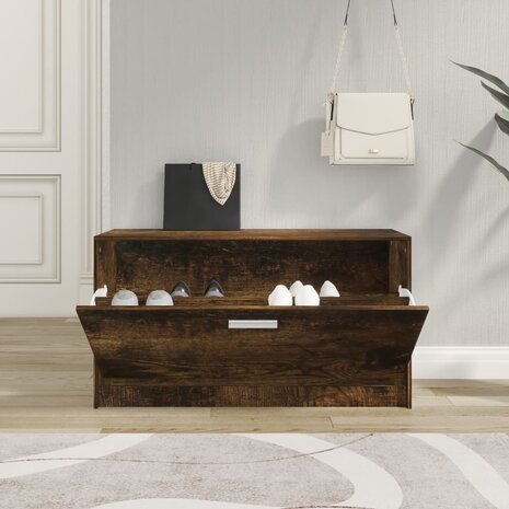 Schoenenbank 80x24x45 cm bewerkt hout gerookt eiken 3