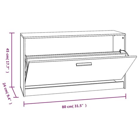Schoenenbank 80x24x45 cm bewerkt hout gerookt eiken 9