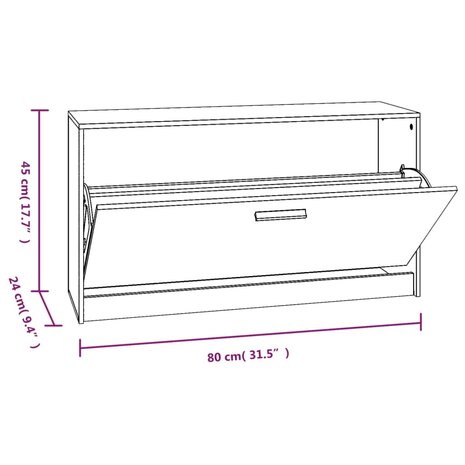 Schoenenbank 80x24x45 cm bewerkt hout grijs sonoma eikenkleur 9