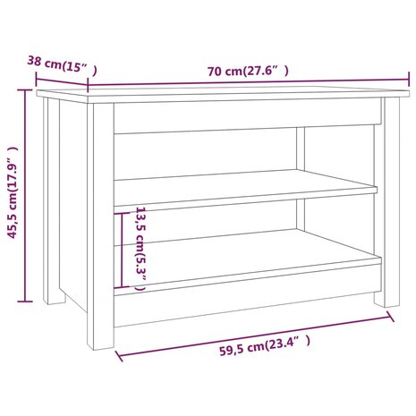 Schoenenbank 70x38x45,5 cm massief grenenhout grijs 7