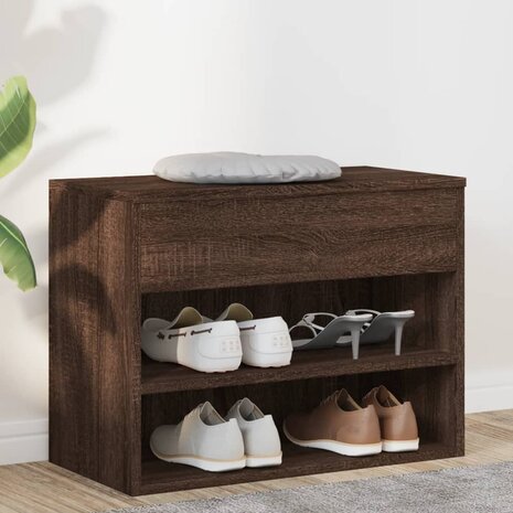 Schoenenbank 60x30x45 cm bewerkt hout bruin eikenkleur 1