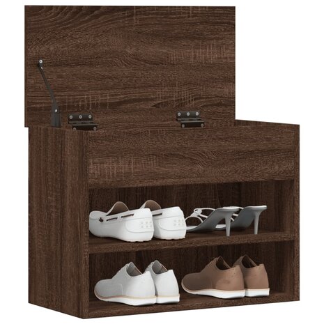 Schoenenbank 60x30x45 cm bewerkt hout bruin eikenkleur 4