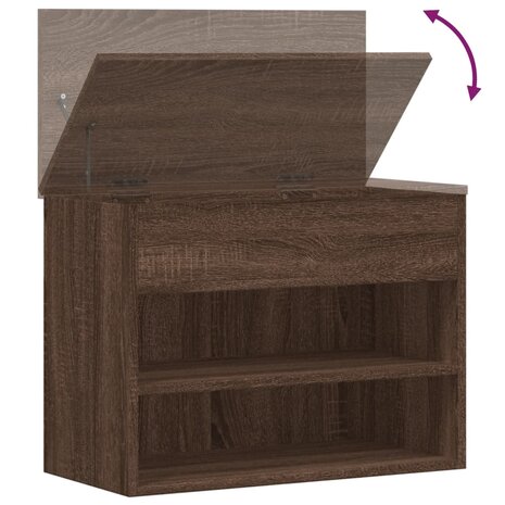 Schoenenbank 60x30x45 cm bewerkt hout bruin eikenkleur 8