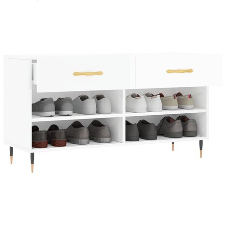 Schoenenbank 102x35x55 cm bewerkt hout hoogglans wit 4