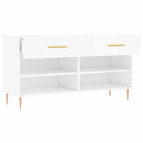 Schoenenbank 102x35x55 cm bewerkt hout hoogglans wit 5