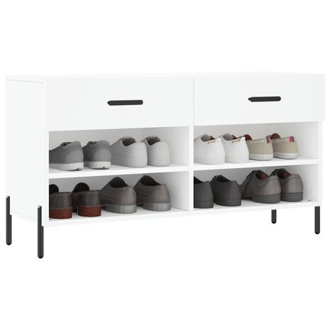 Schoenenbank 102x35x55 cm bewerkt hout wit 3