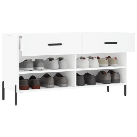 Schoenenbank 102x35x55 cm bewerkt hout wit 4