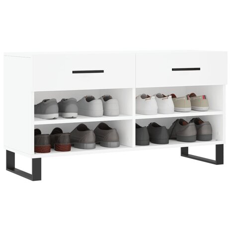 Schoenenbank 102x35x55 cm bewerkt hout wit 3