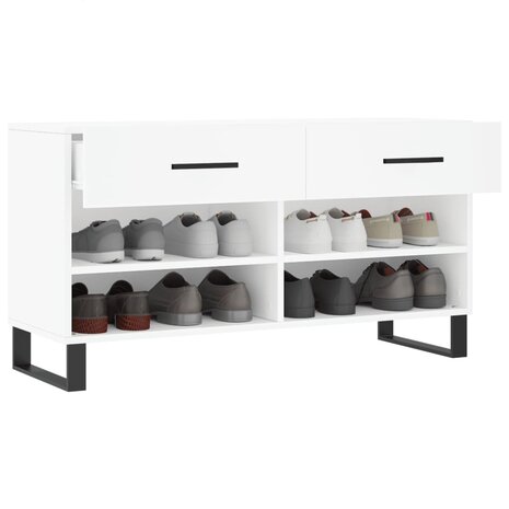 Schoenenbank 102x35x55 cm bewerkt hout wit 4
