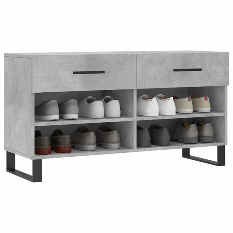 Schoenenbank 102x35x55 cm bewerkt hout betongrijs 3