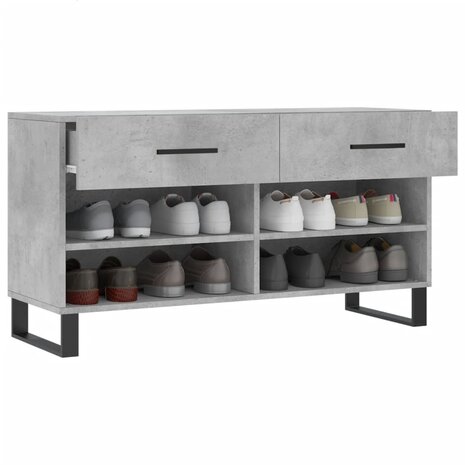Schoenenbank 102x35x55 cm bewerkt hout betongrijs 4