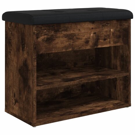 Schoenenbankje 62x32x50 cm bewerkt hout gerookt eikenkleurig 2