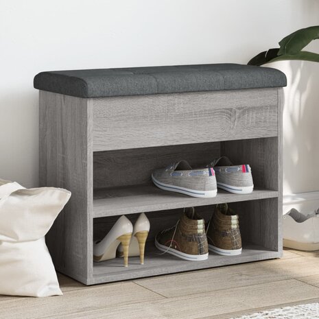 Schoenenbankje 62x32x50 cm bewerkt hout grijs sonoma 1