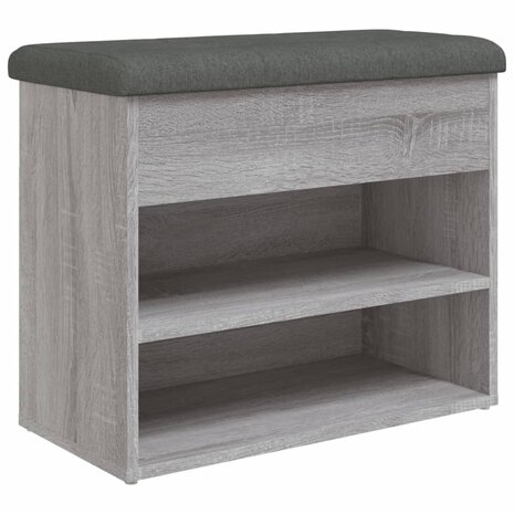 Schoenenbankje 62x32x50 cm bewerkt hout grijs sonoma 2