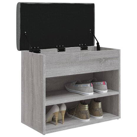 Schoenenbankje 62x32x50 cm bewerkt hout grijs sonoma 4