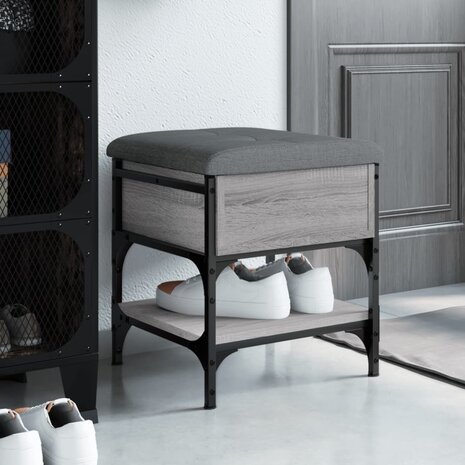 Schoenenbank 42x42x45 cm bewerkt hout grijs sonoma eikenkleurig 1