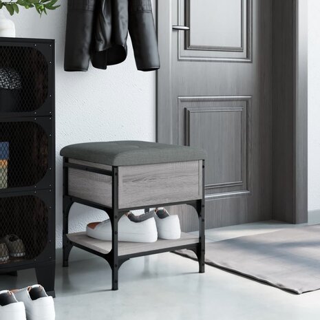 Schoenenbank 42x42x45 cm bewerkt hout grijs sonoma eikenkleurig 3