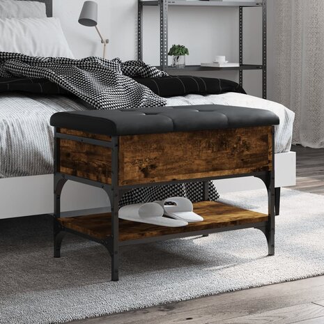 Schoenenbank 62x42x45 cm bewerkt hout gerookt eikenkleurig 1