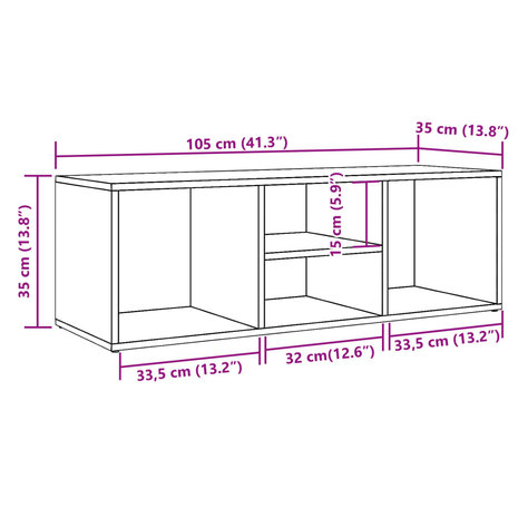 Schoenenopbergbank 105x35x35 cm bewerkt hout oud houtkleurig 9
