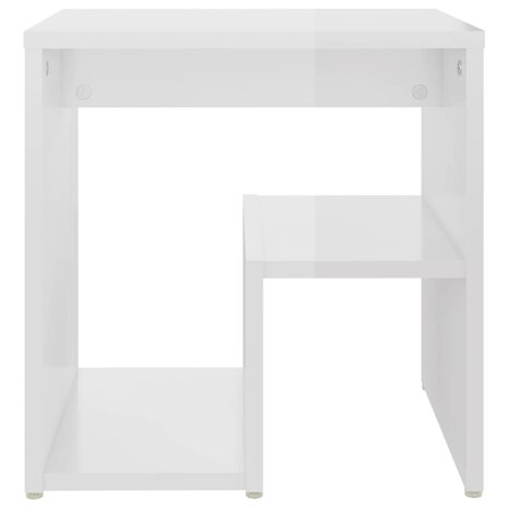Nachtkastje 40x30x40 cm bewerkt hout hoogglans wit 3