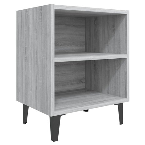 Nachtkastje met metalen poten 40x30x50 cm grijs sonoma eiken 2