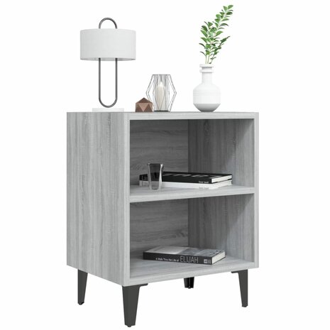 Nachtkastje met metalen poten 40x30x50 cm grijs sonoma eiken 3