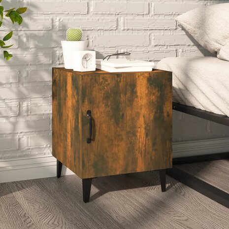 Nachtkastje bewerkt hout gerookt eikenkleurig 1