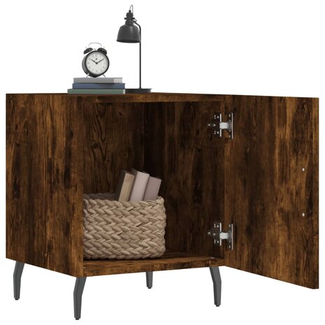 Nachtkastje 40x40x50 cm bewerkt hout gerookt eikenkleurig 3