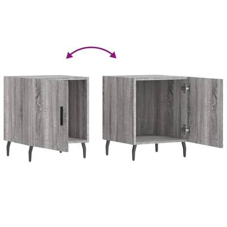 Nachtkastje 40x40x50 cm bewerkt hout grijs sonoma eikenkleurig 9