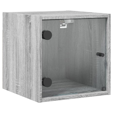 Nachtkastje met glazen deur 35x37x35 cm grijs sonoma eikenkleur 2