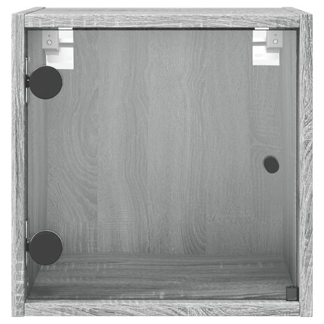 Nachtkastje met glazen deur 35x37x35 cm grijs sonoma eikenkleur 6