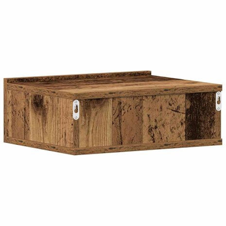 Nachtkastje zwevend 40x32x15 cm bewerkt hout oud houtkleurig 8