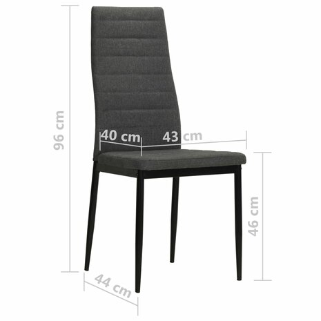 Eetkamerstoelen 2 st stof donkergrijs 8