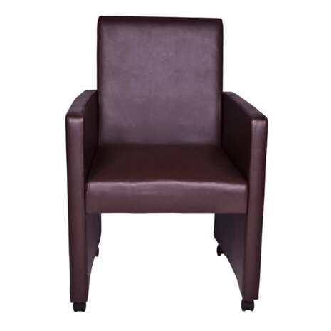 Eetkamerstoelen 2 st kunstleer bruin 3