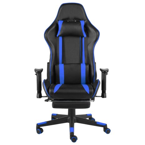 Gamestoel draaibaar met voetensteun PVC blauw 2