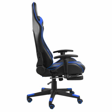 Gamestoel draaibaar met voetensteun PVC blauw 3