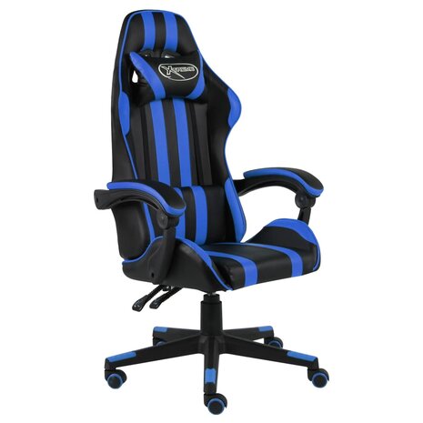 Racestoel kunstleer zwart en blauw 1