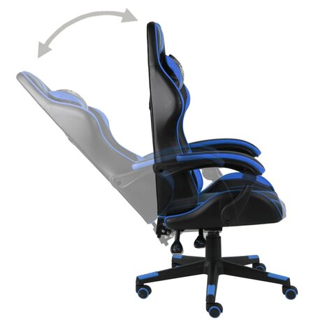 Racestoel kunstleer zwart en blauw 4