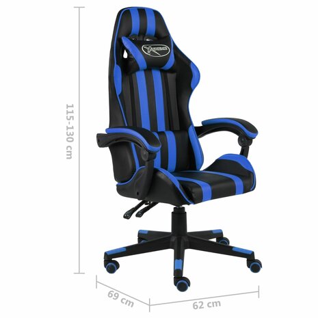 Racestoel kunstleer zwart en blauw 6