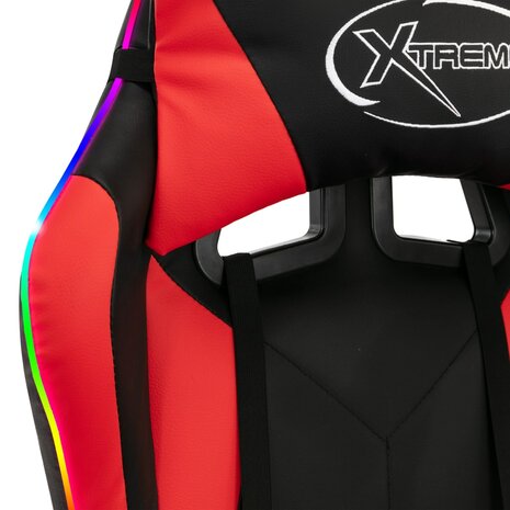 Racestoel met RGB LED-verlichting kunstleer rood en zwart 9