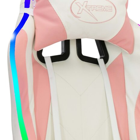 Racestoel met RGB LED-verlichting kunstleer roze en zwart 9