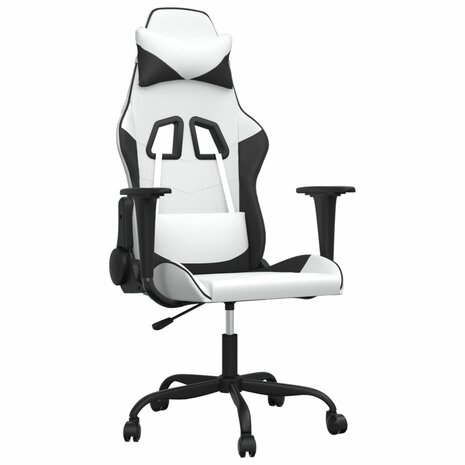 Gamestoel kunstleer wit en zwart 2