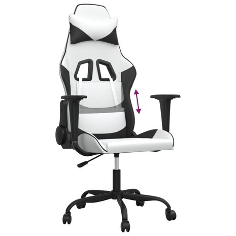 Gamestoel kunstleer wit en zwart 7