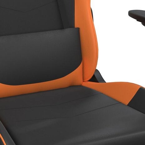 Gamestoel met voetensteun kunstleer zwart en oranje 9