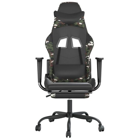 Gamestoel met voetensteun kunstleer zwart en camouflage 3