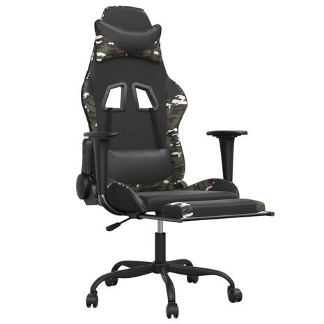 Gamestoel met voetensteun kunstleer zwart en camouflage 6