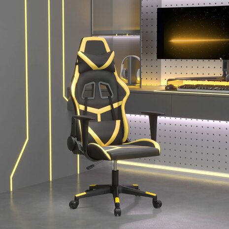 Gamestoel kunstleer zwart en goud 1